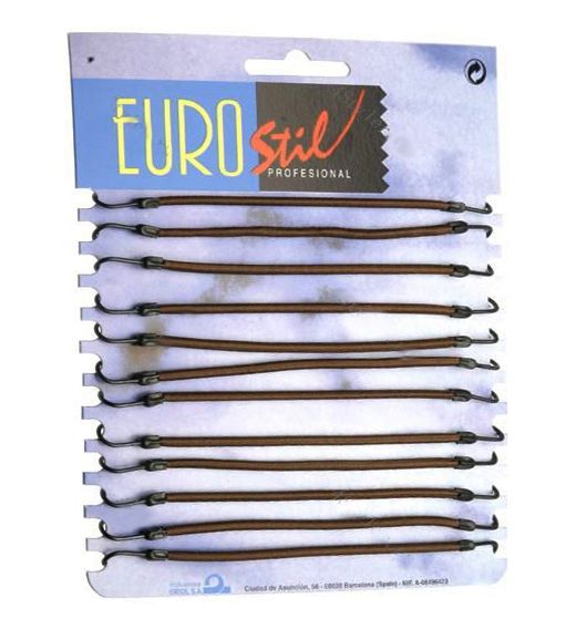 _ Eurostil резинки с крючками для вечерних причесок 12шт коричневые (х)