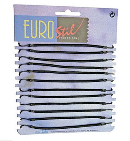 _ Eurostil резинки с крючками для вечерних причесок 12 шт черные (х)