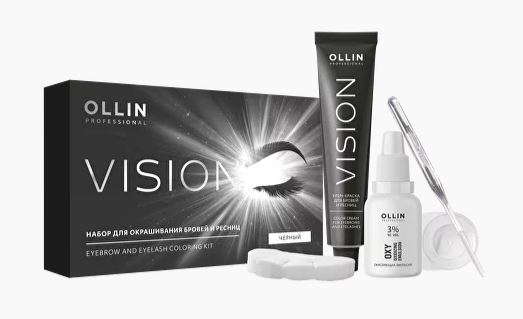 Ollin vision набор для окрашивания бровей и ресниц черный