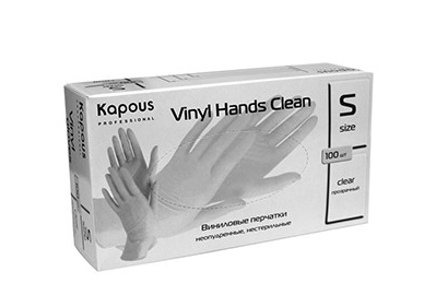 Kapous виниловые перчатки vinyl hands clean неопудренные нестерильные прозрачные размер s 100 шт. в уп.