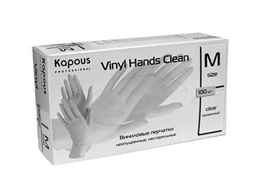 Kapous виниловые перчатки vinyl hands clean неопудренные нестерильные прозрачные размер m 100 шт. в уп.