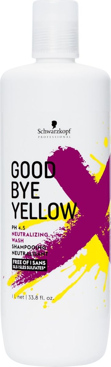 Schwarzkopf нейтрализующий шампунь для волос goodbye yellow 1000 мл ^^