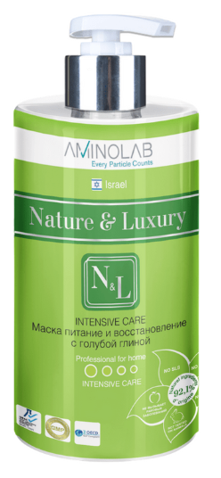 Aminolab Nature&luxury 302 маска питание и восстановление с голубой глиной 460 мл