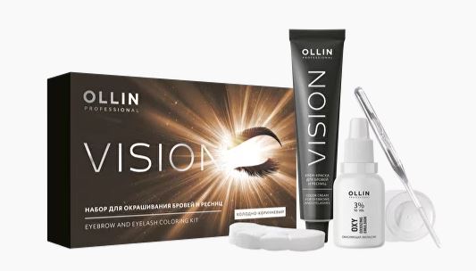 Ollin vision набор для окрашивания бровей и ресниц холодно-коричневый