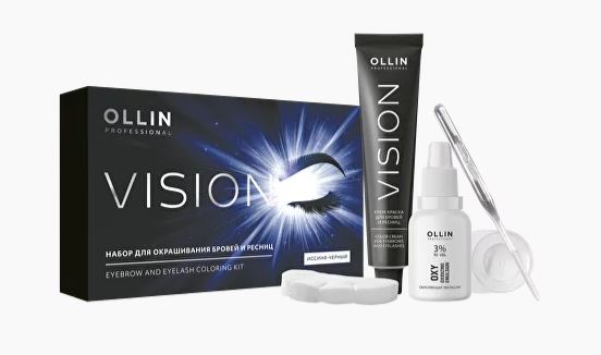 Ollin vision набор для окрашивания бровей и ресниц иссиня-черный