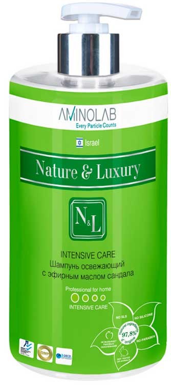 Aminolab Nature&luxury 315 шампунь освежающий с эфирным маслом сандала 730 мл ^