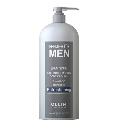 Ollin premier for men шампунь для волос и тела освежающий 1000мл