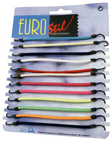 _ Eurostil резинки с крючками для вечерних причесок 12 шт цветные (х)