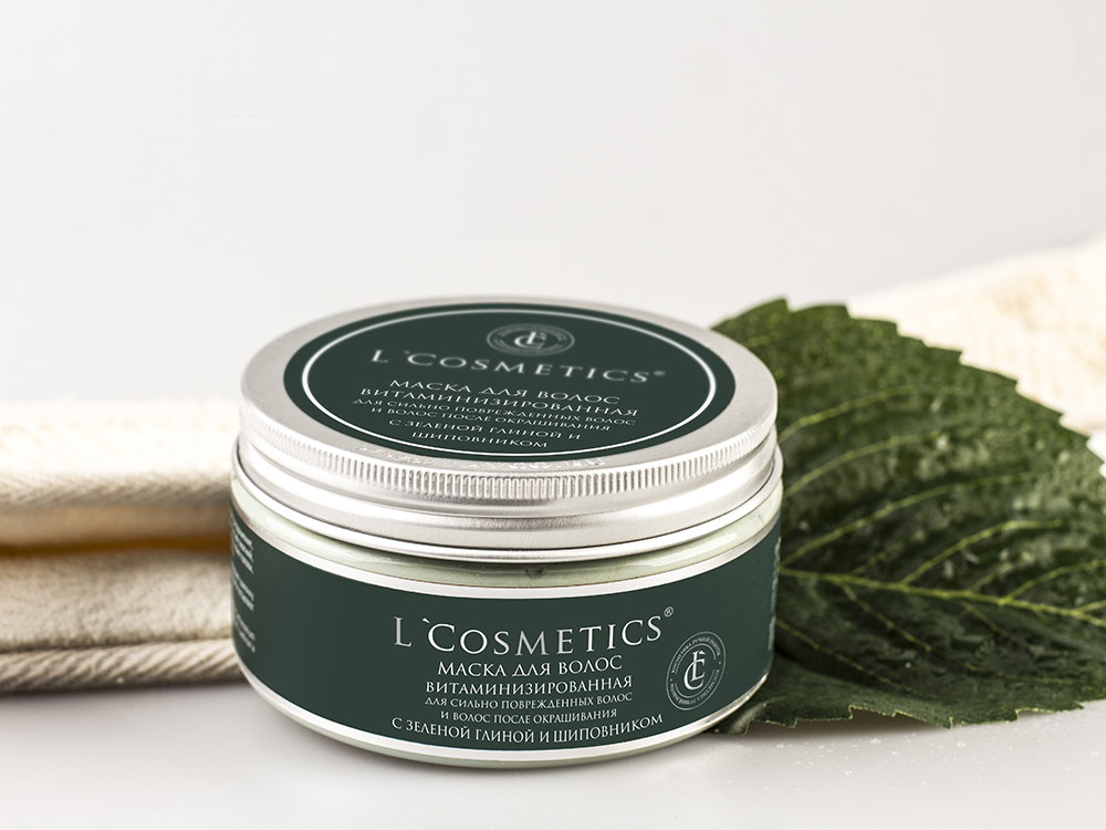 L cosmetics organic clay маска для волос с зелёной глиной и шиповником 200 г