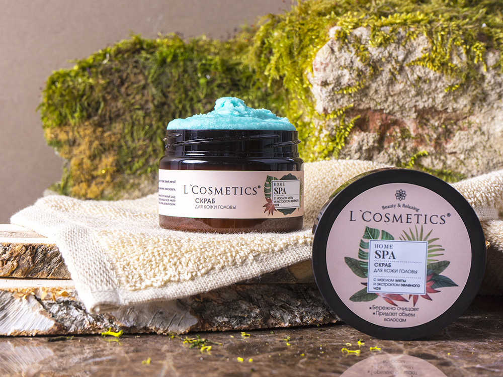 L cosmetics home spa скраб для кожи головы с маслом мяты и экстрактом зелёного чая 100 мл