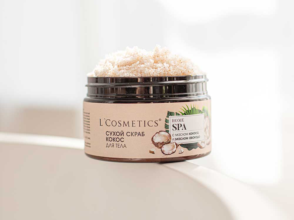 L cosmetics home spa скраб кокосовый для тела с маслом кокоса и авокадо 250 мл