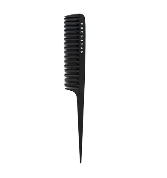Freshman Collection Carbon расческа для волос с хвостиком и зубчиками одинаковой длины **