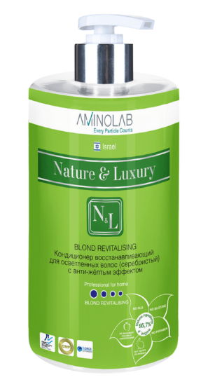 Aminolab Nature&luxury 320 кондиционер восстанавливающий для осветленных волос (серебристый) с анти-жёлтым эффектом 730 мл ^