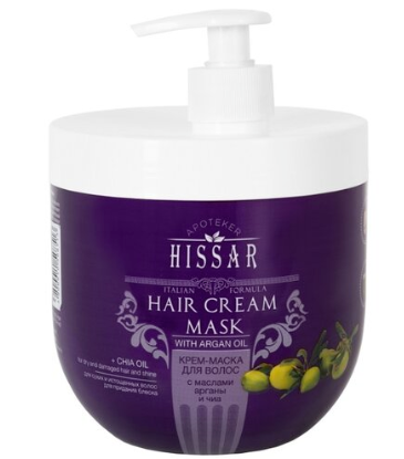 Luxor professional крем-маска Apoteker Hissar для волос с маслами арганы и чиа с дозатором 1000 мл
