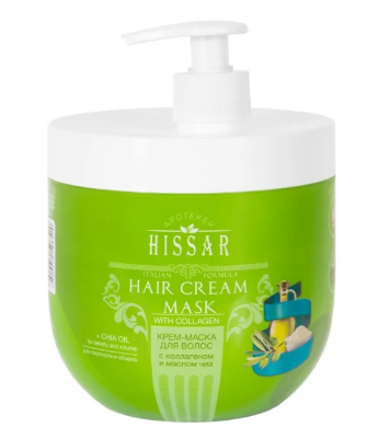 Luxor professional крем-маска Apoteker Hissar для волос с коллагеном и маслом чиа с дозатором 1000 мл