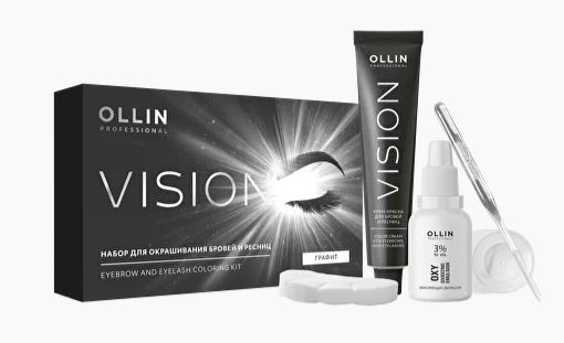 Ollin vision набор для окрашивания бровей и ресниц графит