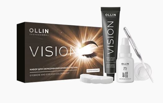 Ollin vision набор для окрашивания бровей и ресниц коричневый 